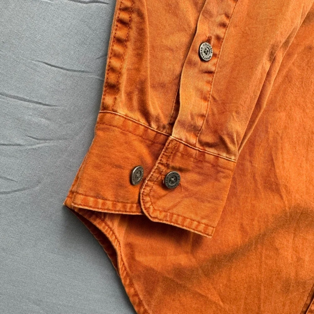 Columbia Mens Small Burnt Orange Cotton Long Sleeve Button Down Utility Shirt‎